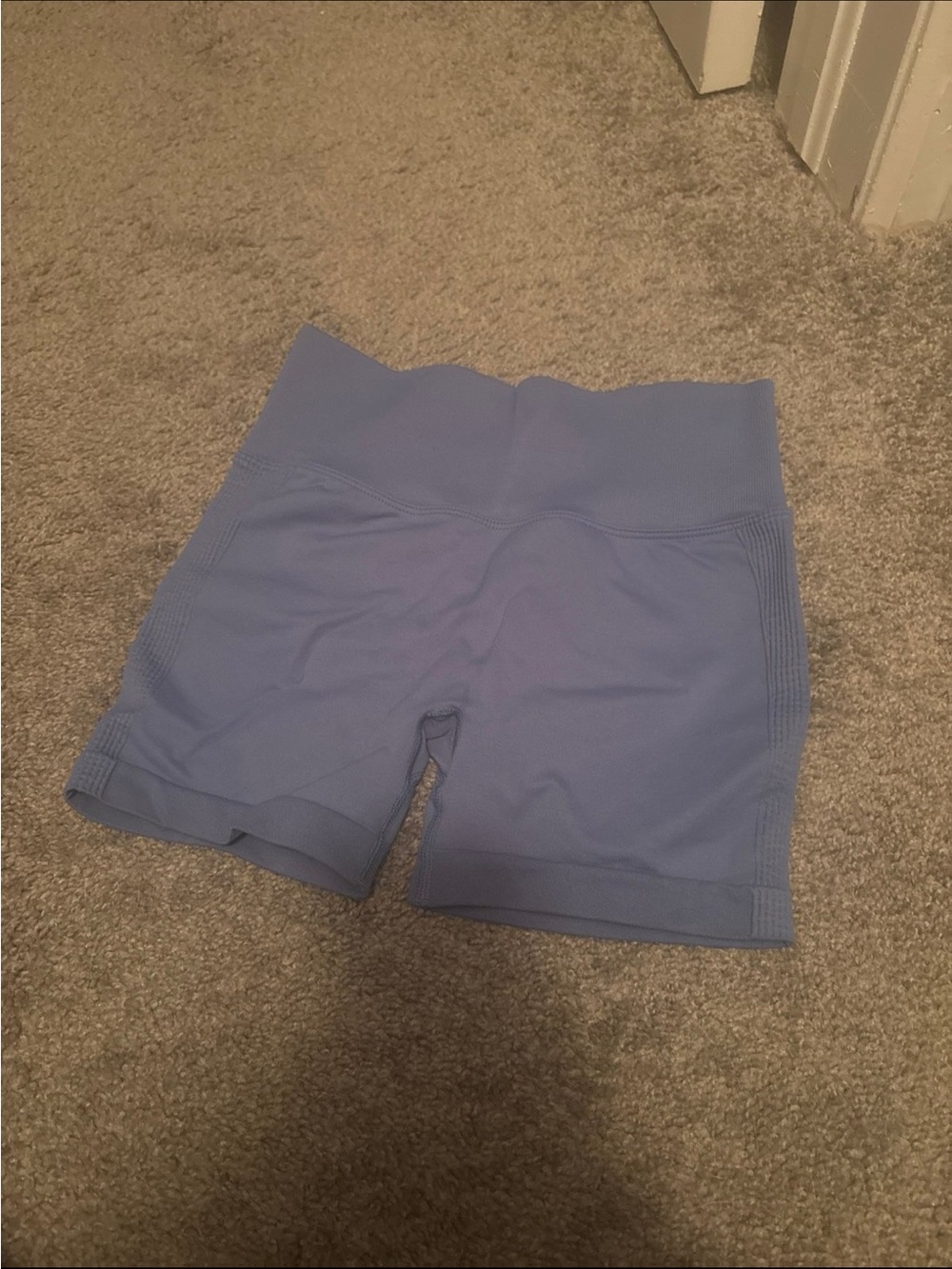 High-Waist Blue Women’s Active Shorts